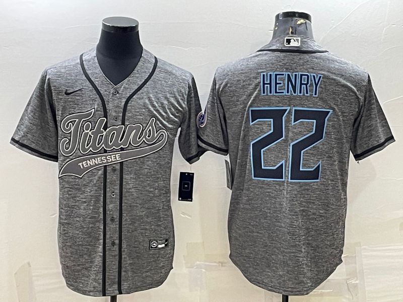 Men Tennessee Titans 22 Henry Grey hemp ash 2022 Nike Co branded NFL Jerseys